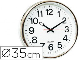 Reloj de pared Q-Connect marco cromado 34 cm.